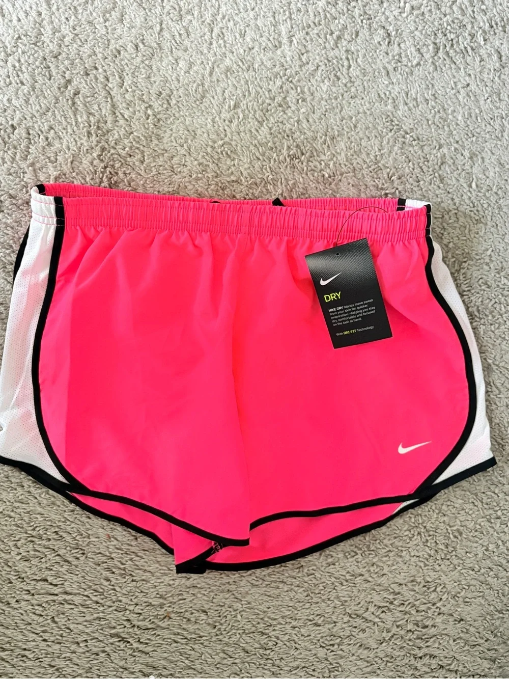 Nike Girls Hot Pink Athletic Shorts with Black & White Trim